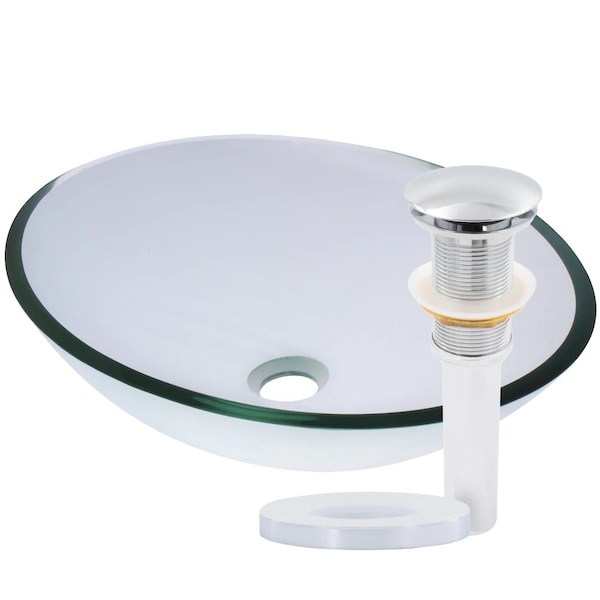 Novatto OVALE Glass Vessel Bathroom Sink Set, Chrome TIG-8012CCH - main